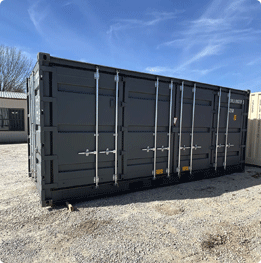 Open-side shipping container with full-length side doors