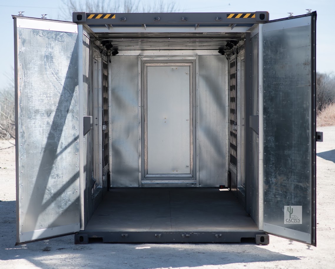 Service access doors on a Cactus Containers generator enclosure